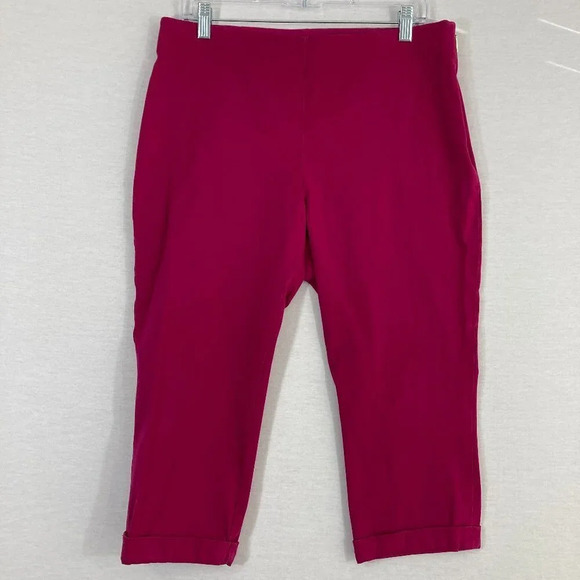 Lauren Ralph Lauren Pink Elastic Waistband Stretch Cropped Pants size 12 - Picture 1 of 9